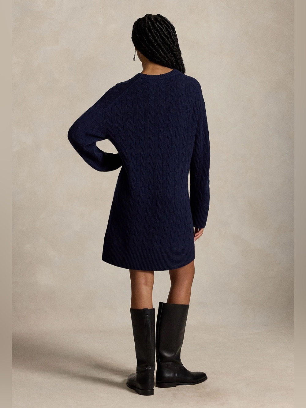 Ralph Lauren Blue Cable-Knit Crewneck Sweater dress mini fitted preppy chic co - Picture 4 of 9